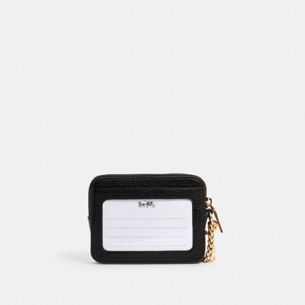 Coach Zip Card Case Gold Black