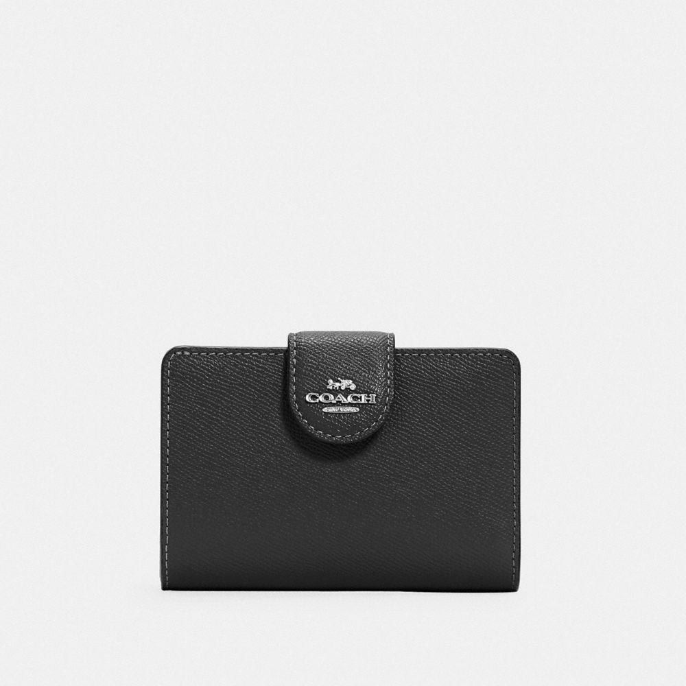 Coach Medium Corner Zip Wallet Silver Black