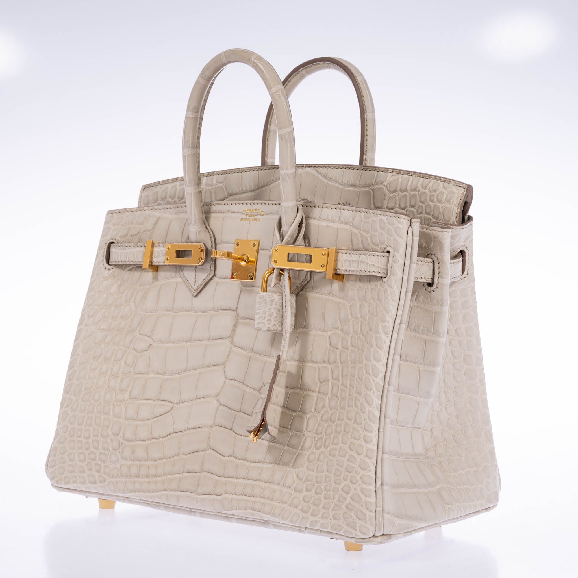 Hermès Birkin 25 Beton Matte Alligator Gold Hardware