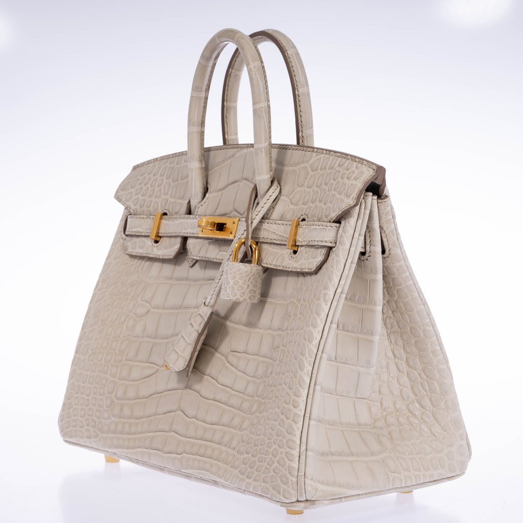 Hermès Birkin 25 Beton Matte Alligator Gold Hardware