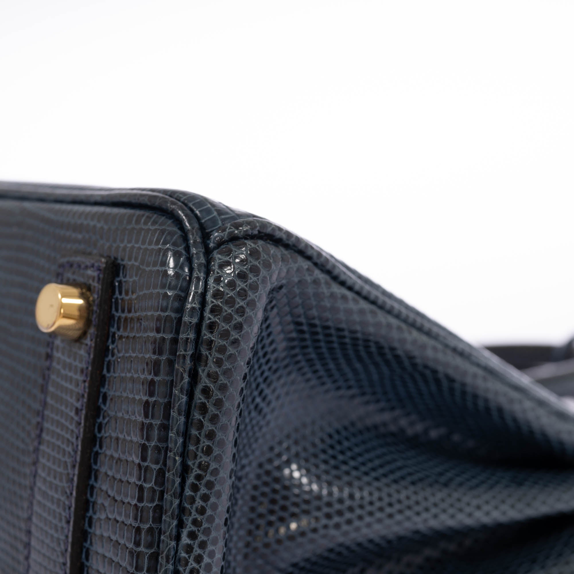 Hermès Birkin 25 Bleu de Malte Lizard Gold Hardware