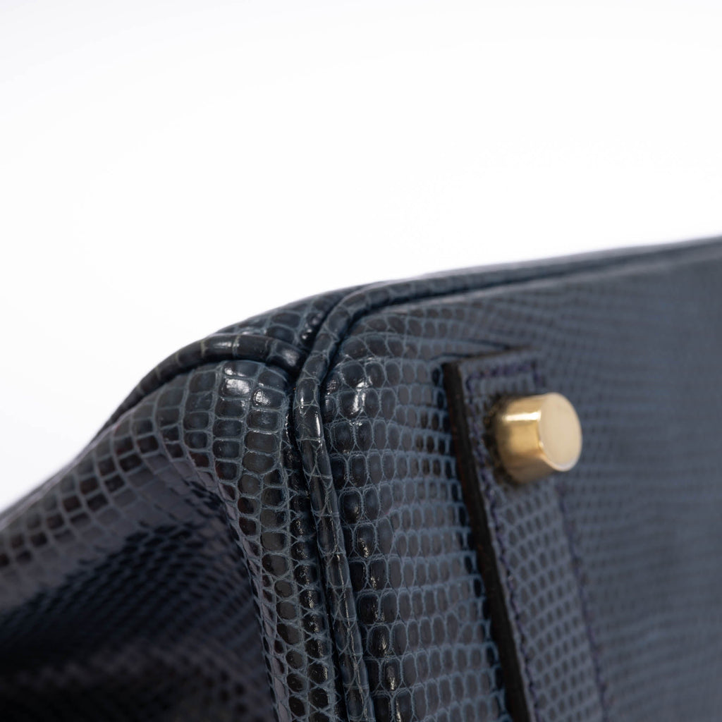 Hermès Birkin 25 Bleu de Malte Lizard Gold Hardware