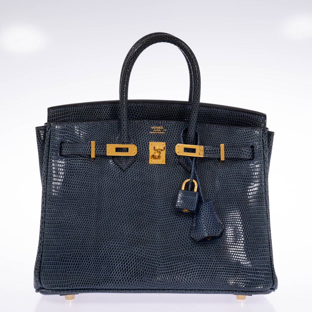 Hermès Birkin 25 Bleu de Malte Lizard Gold Hardware