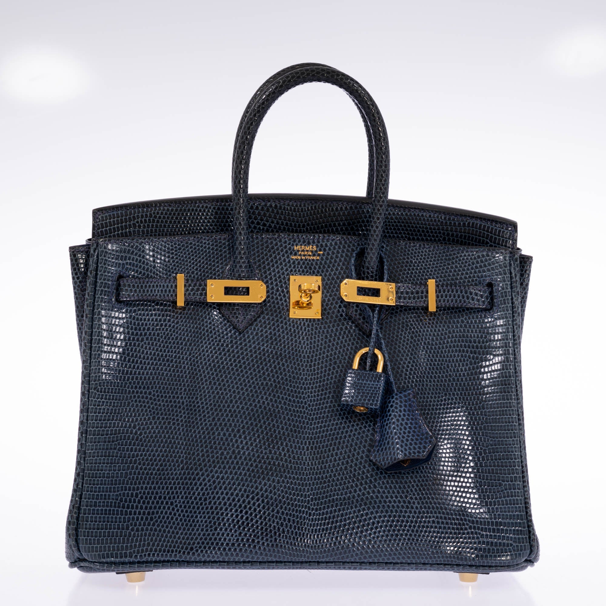Hermès Birkin 25 Bleu de Malte Lizard Gold Hardware