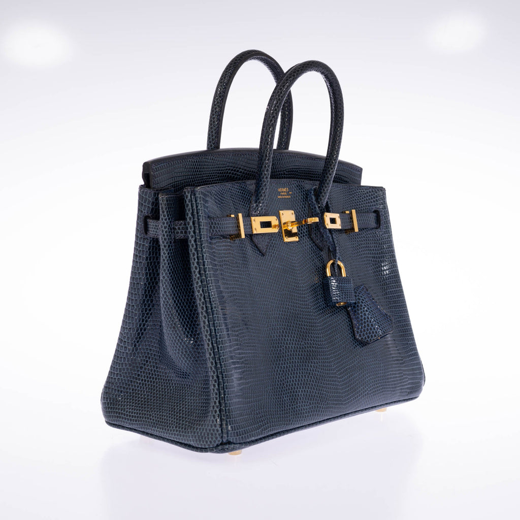 Hermès Birkin 25 Bleu de Malte Lizard Gold Hardware
