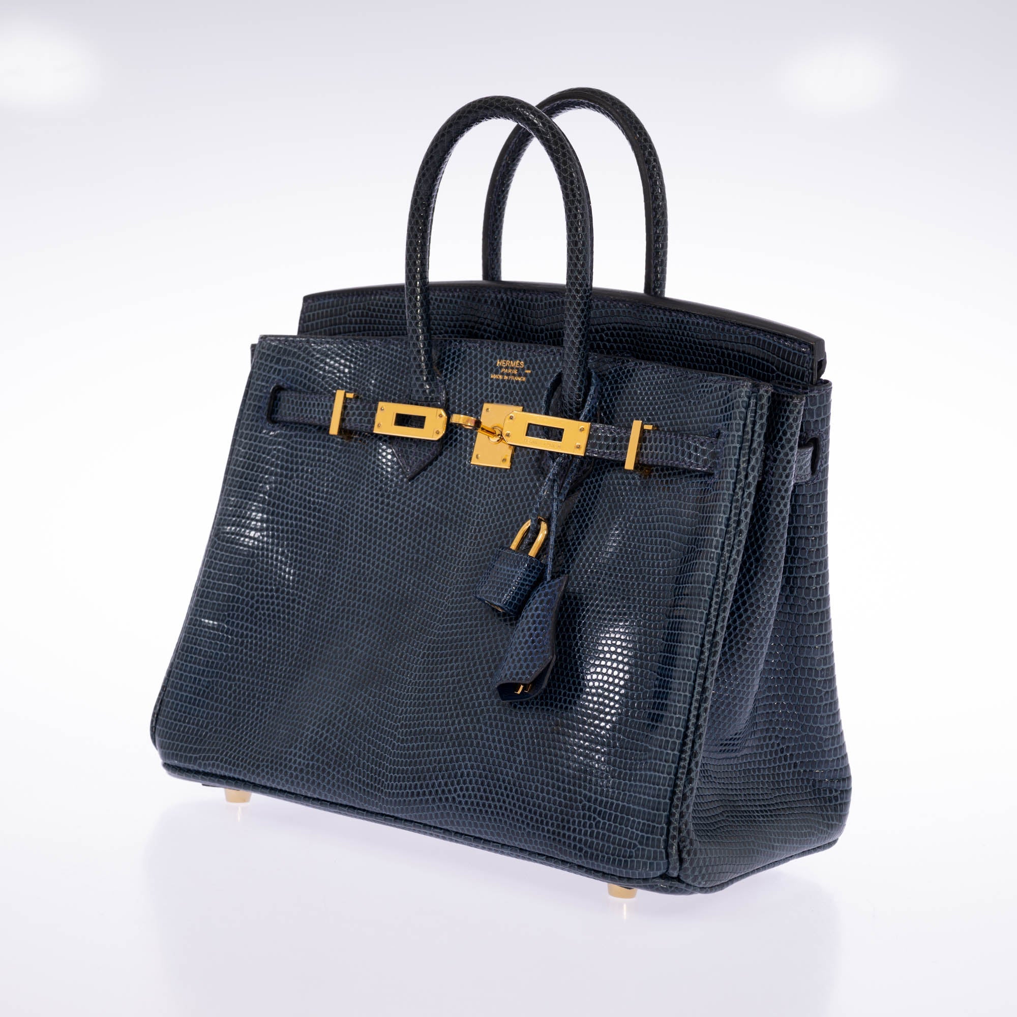 Hermès Birkin 25 Bleu de Malte Lizard Gold Hardware