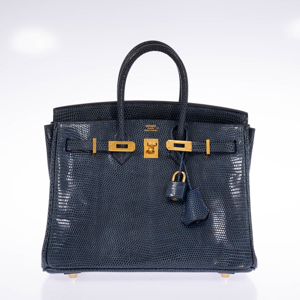 Hermès Birkin 25 Bleu de Malte Lizard Gold Hardware