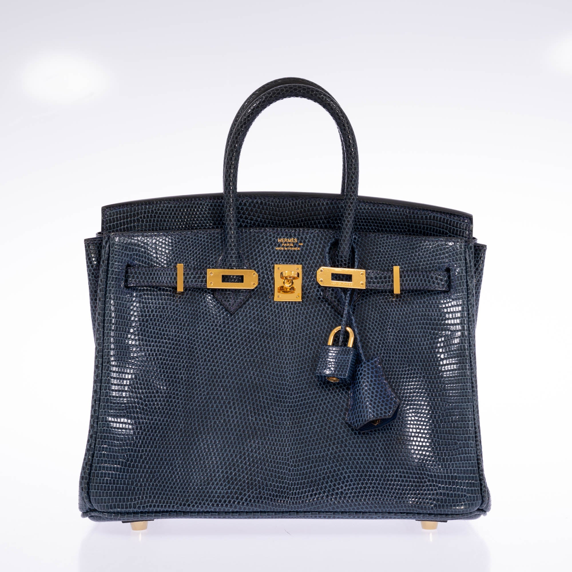 Hermès Birkin 25 Bleu de Malte Lizard Gold Hardware