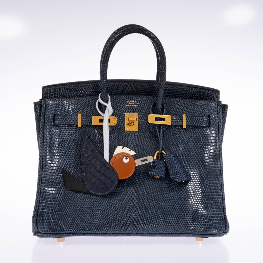 Hermès Birkin 25 Bleu de Malte Lizard Gold Hardware