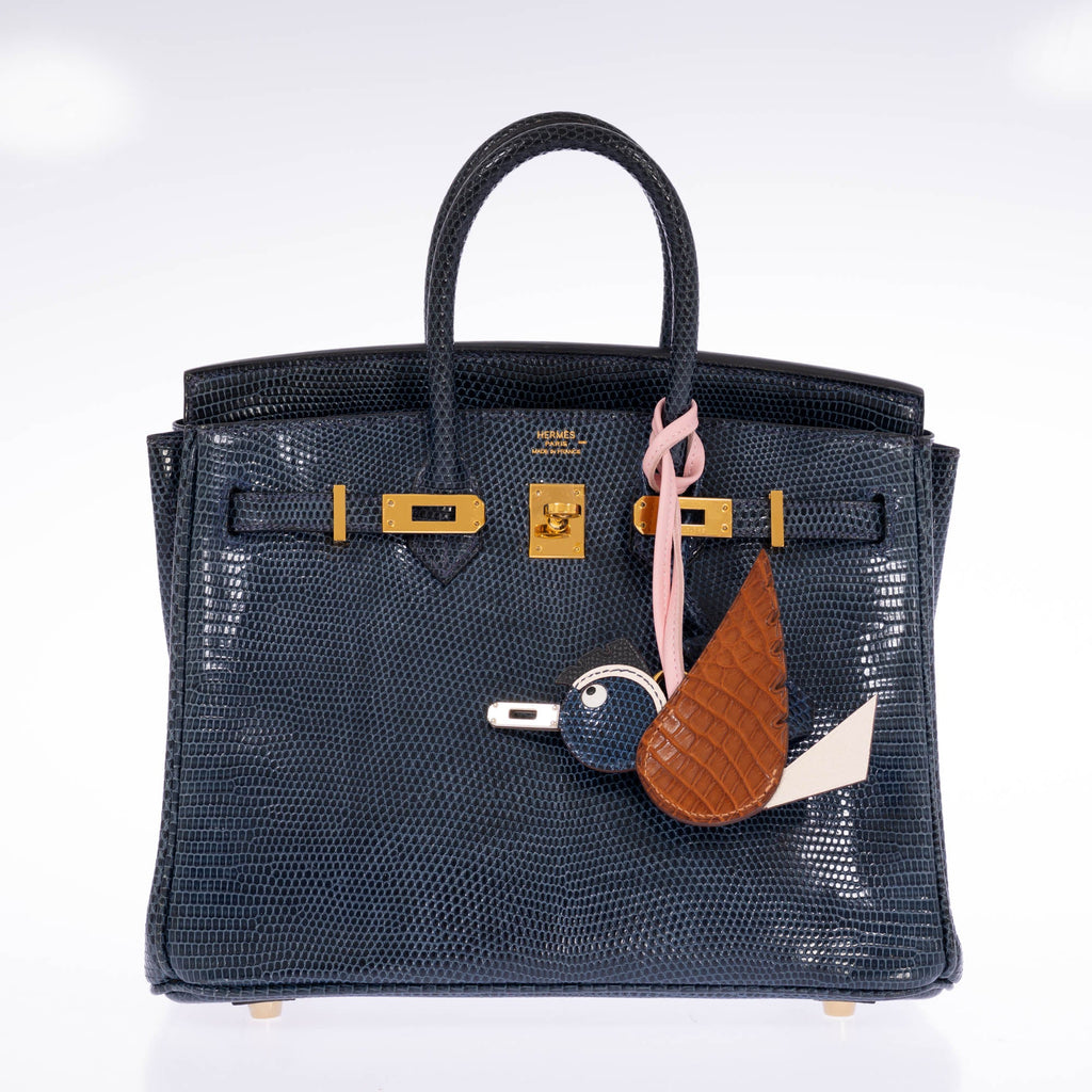Hermès Birkin 25 Bleu de Malte Lizard Gold Hardware