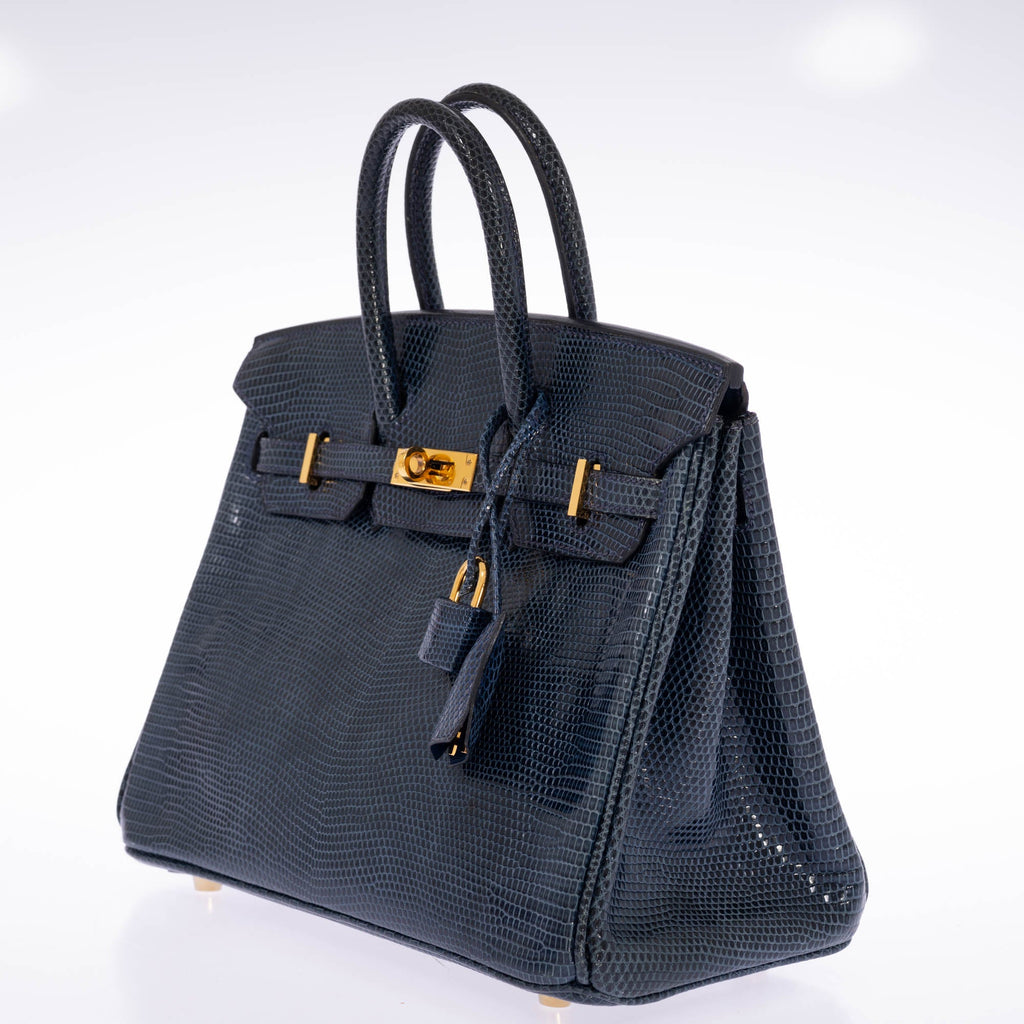 Hermès Birkin 25 Bleu de Malte Lizard Gold Hardware