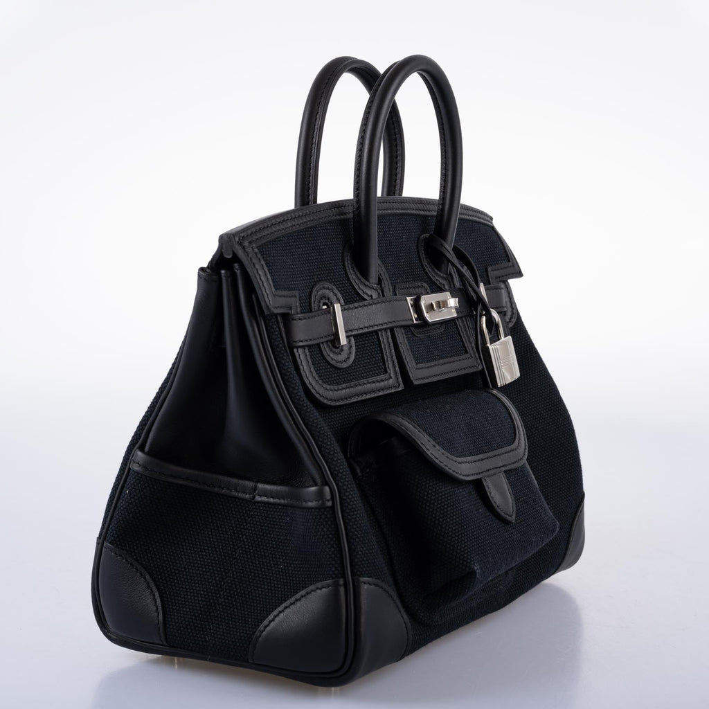 Hermès Birkin 25 Cargo Black Toile Goeland & Swift Leather Palladium Hardware
