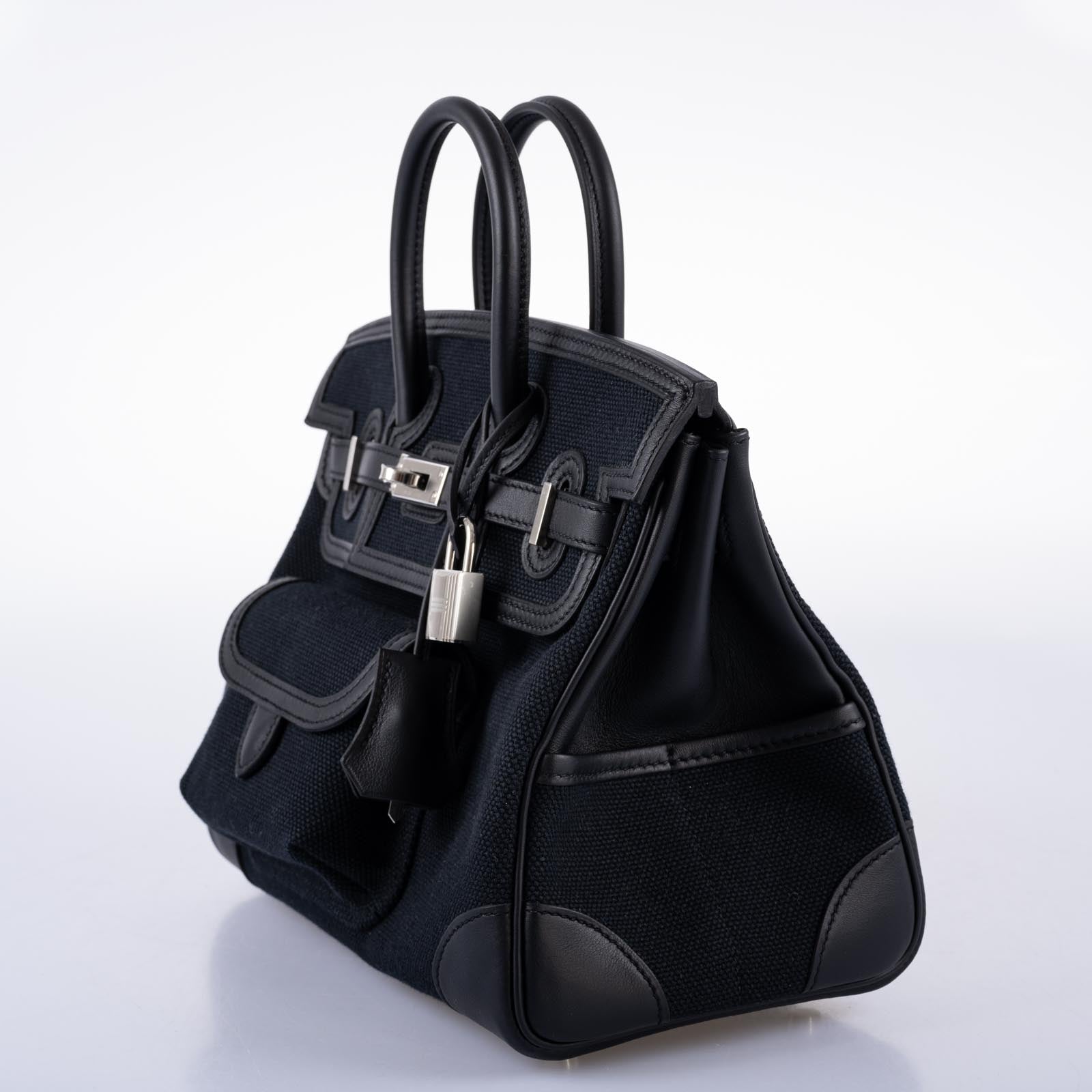 Hermès Birkin 25 Cargo Black Toile Goeland & Swift Leather Palladium Hardware