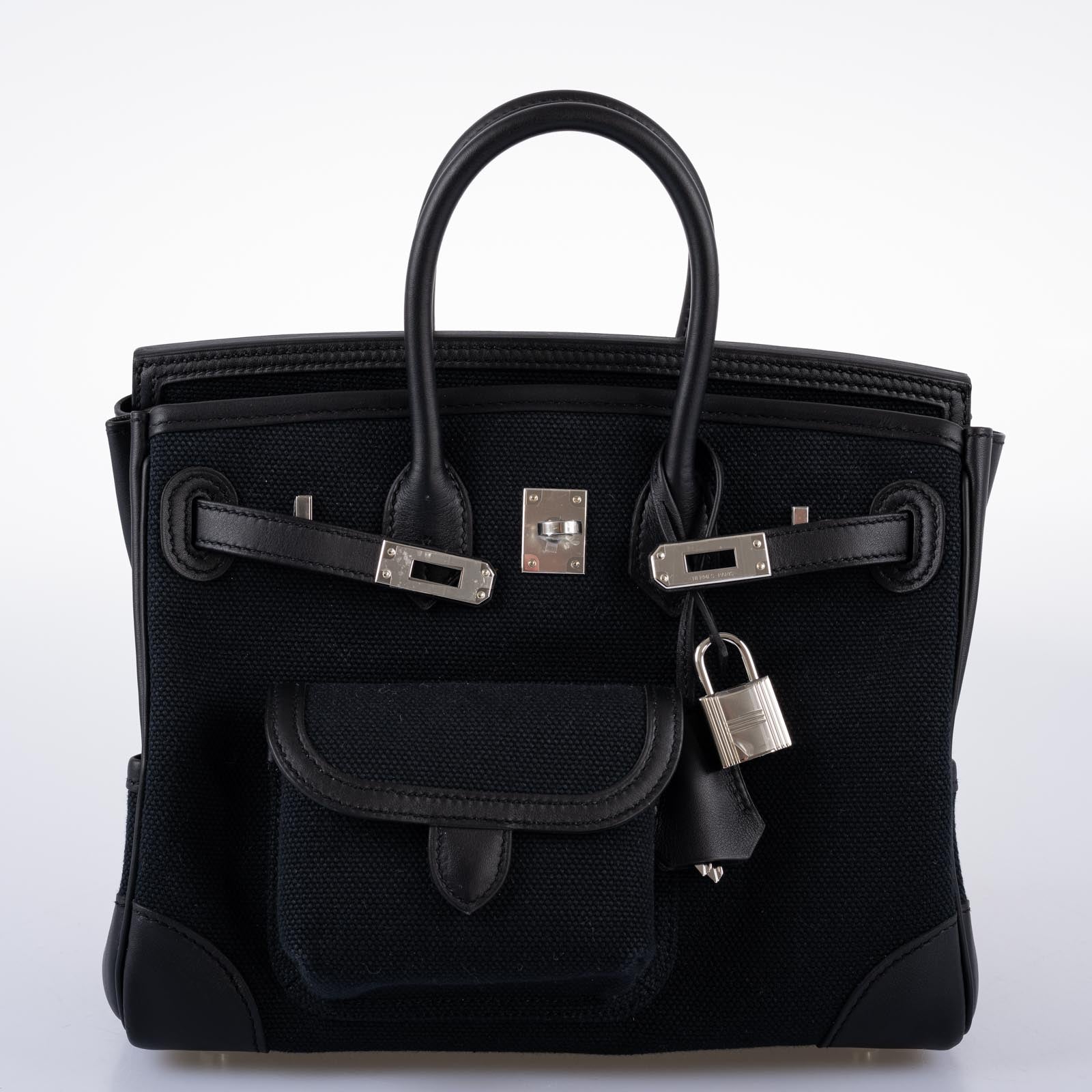 Hermès Birkin 25 Cargo Black Toile Goeland & Swift Leather Palladium Hardware