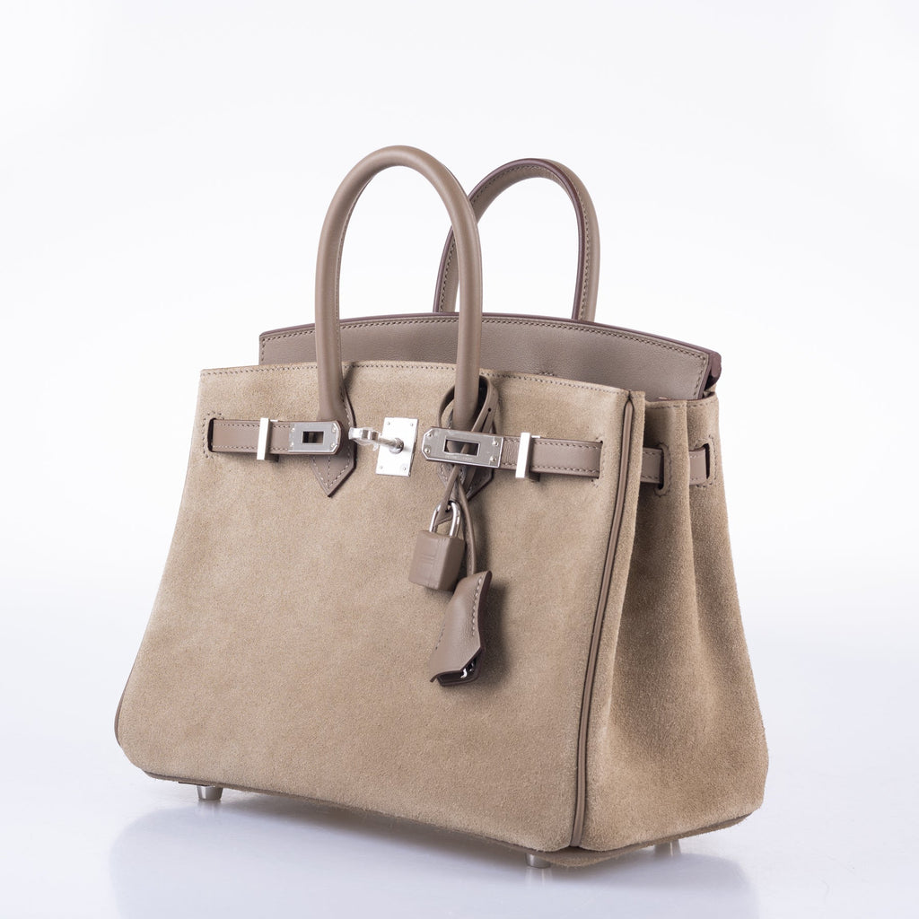 Hermès Birkin 25 Grizzly Gris Caillou/Étoupe Veau Doblis & Swift Palladium Hardware