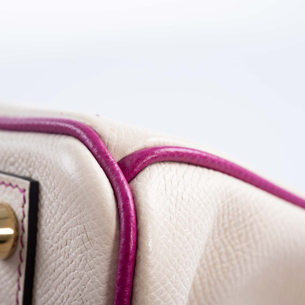 Hermès Birkin 25 HSS Rose Pourpre and Craie Epsom with Brushed Gold Hardware