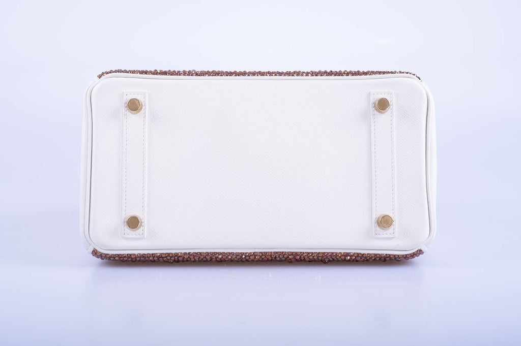 Hermès Birkin 25 JaneFinds Custom Shop "The Ombré" Swarovski Crystal Blanc Base Gold Hardware