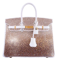 Hermès Birkin 25 JaneFinds Custom Shop "The Ombré" Swarovski Crystal Blanc Base Gold Hardware