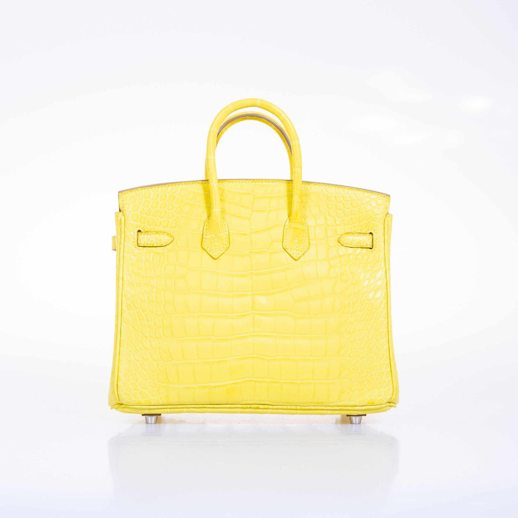 Hermès Birkin 25 Lime Yellow Matte Alligator Palladium Hardware - 2018, C
