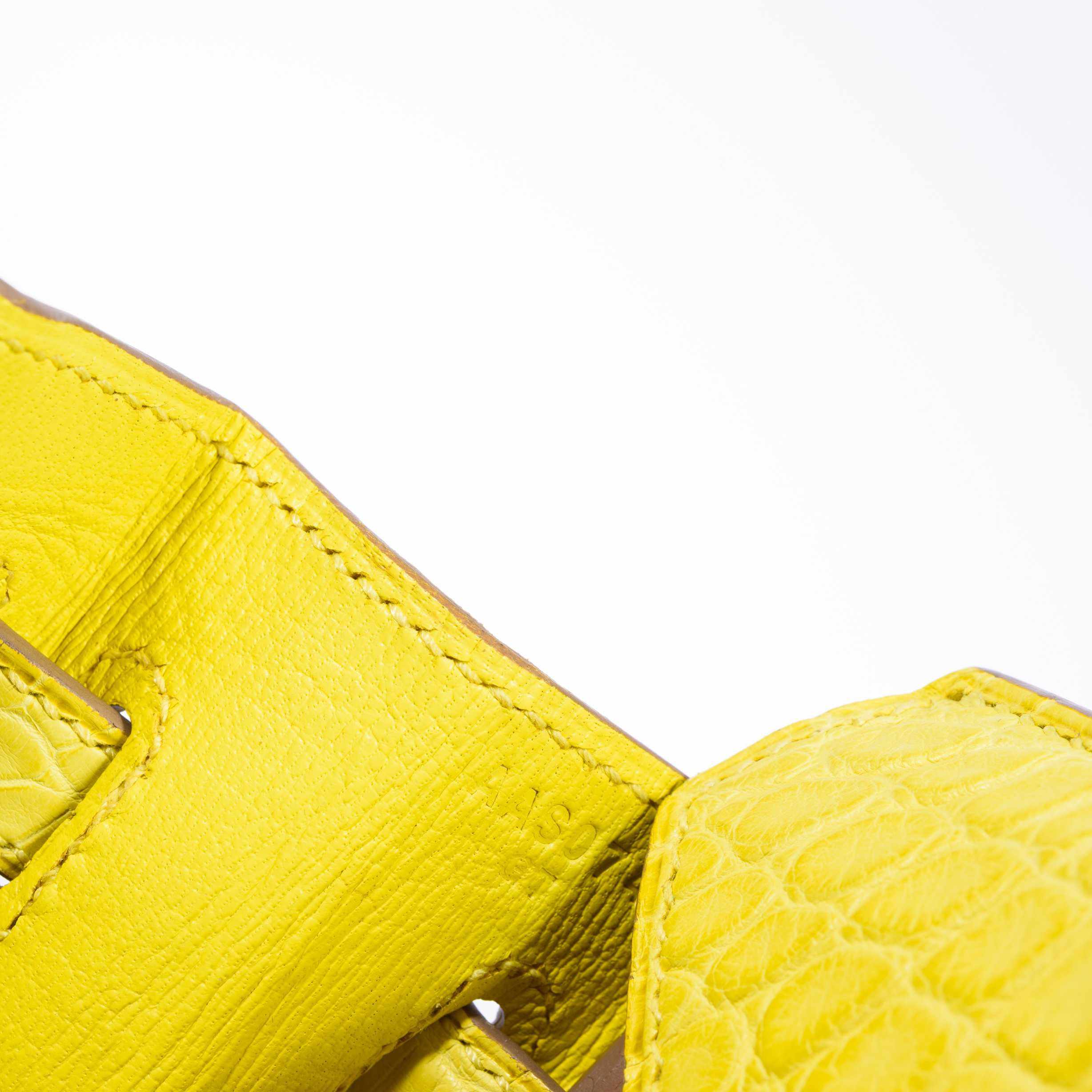 Hermès Birkin 25 Lime Yellow Matte Alligator Palladium Hardware - 2018, C