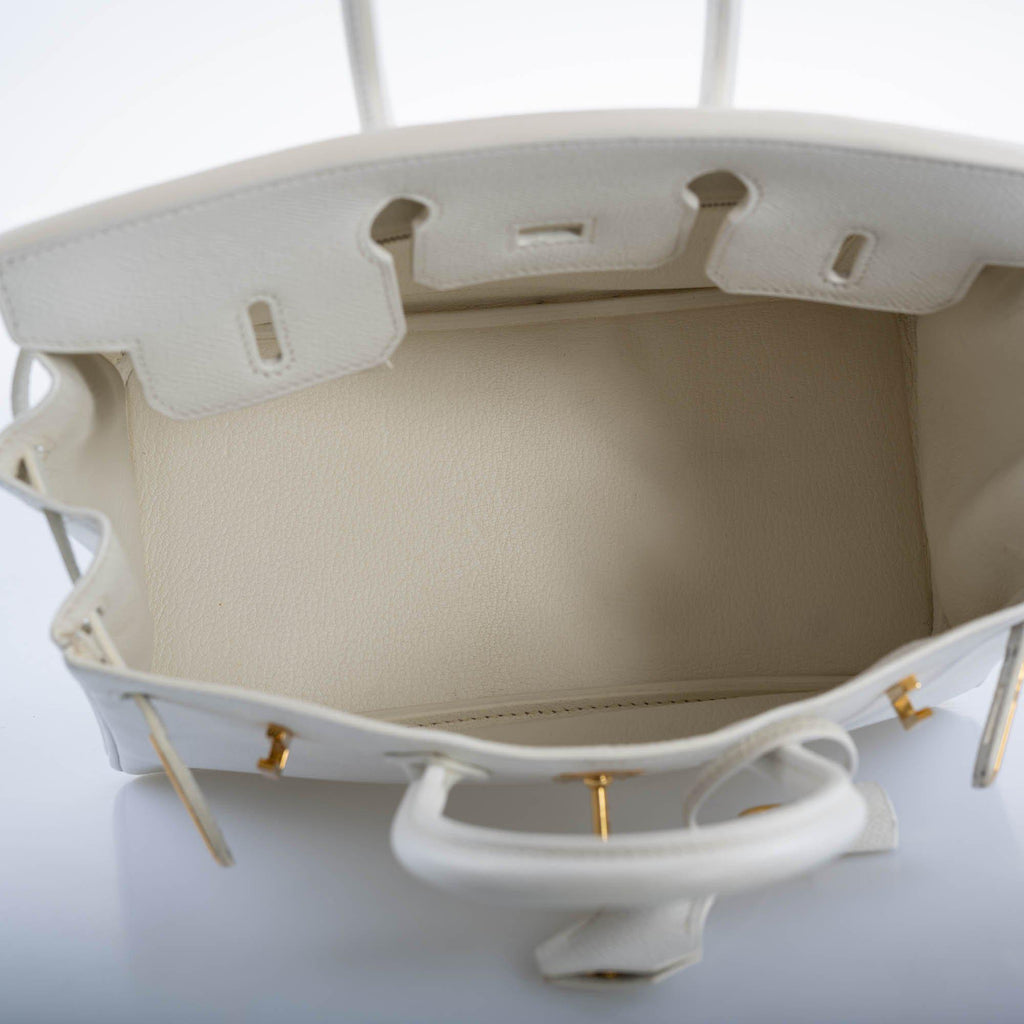 Hermès Birkin 25 White Epsom with Gold Hardware - 2008, L Square