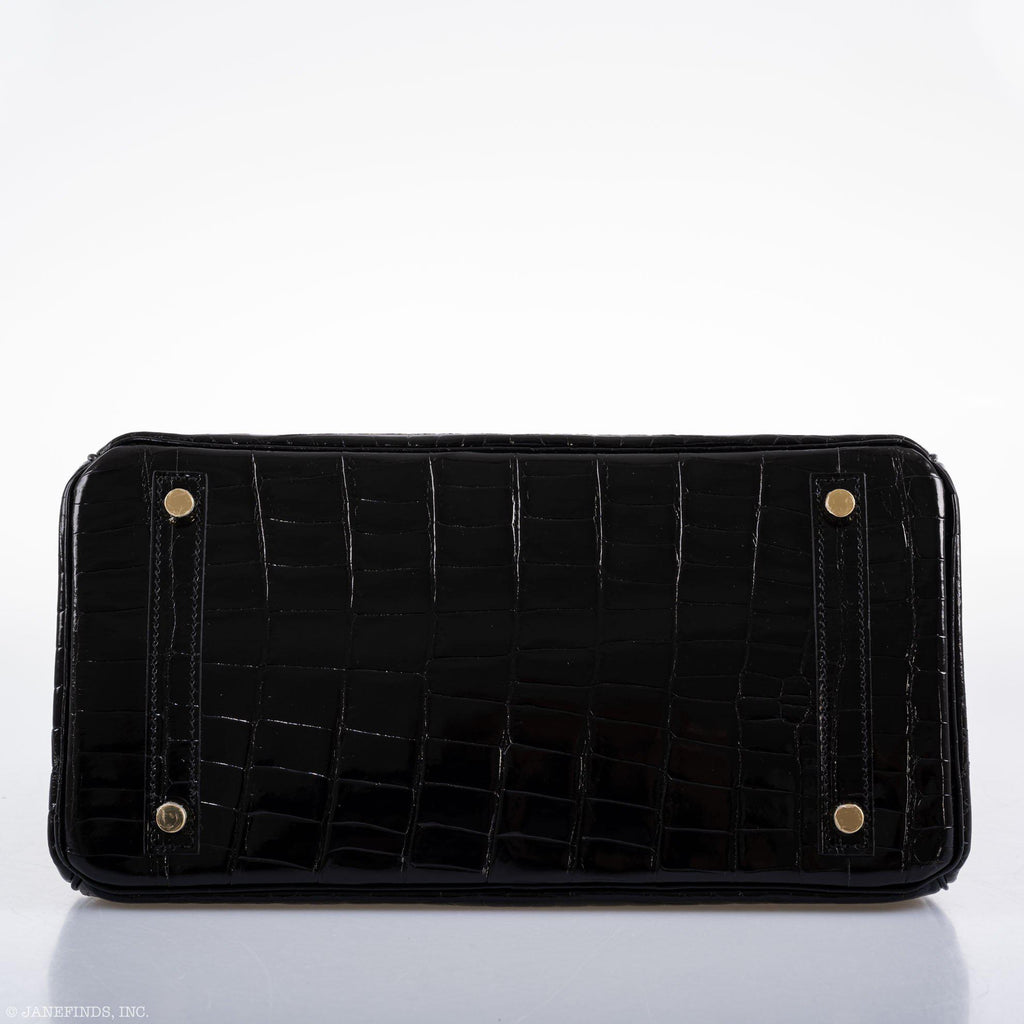 Hermès Birkin 30 Black Shiny Niloticus Crocodile Gold Hardware - 2021, Z