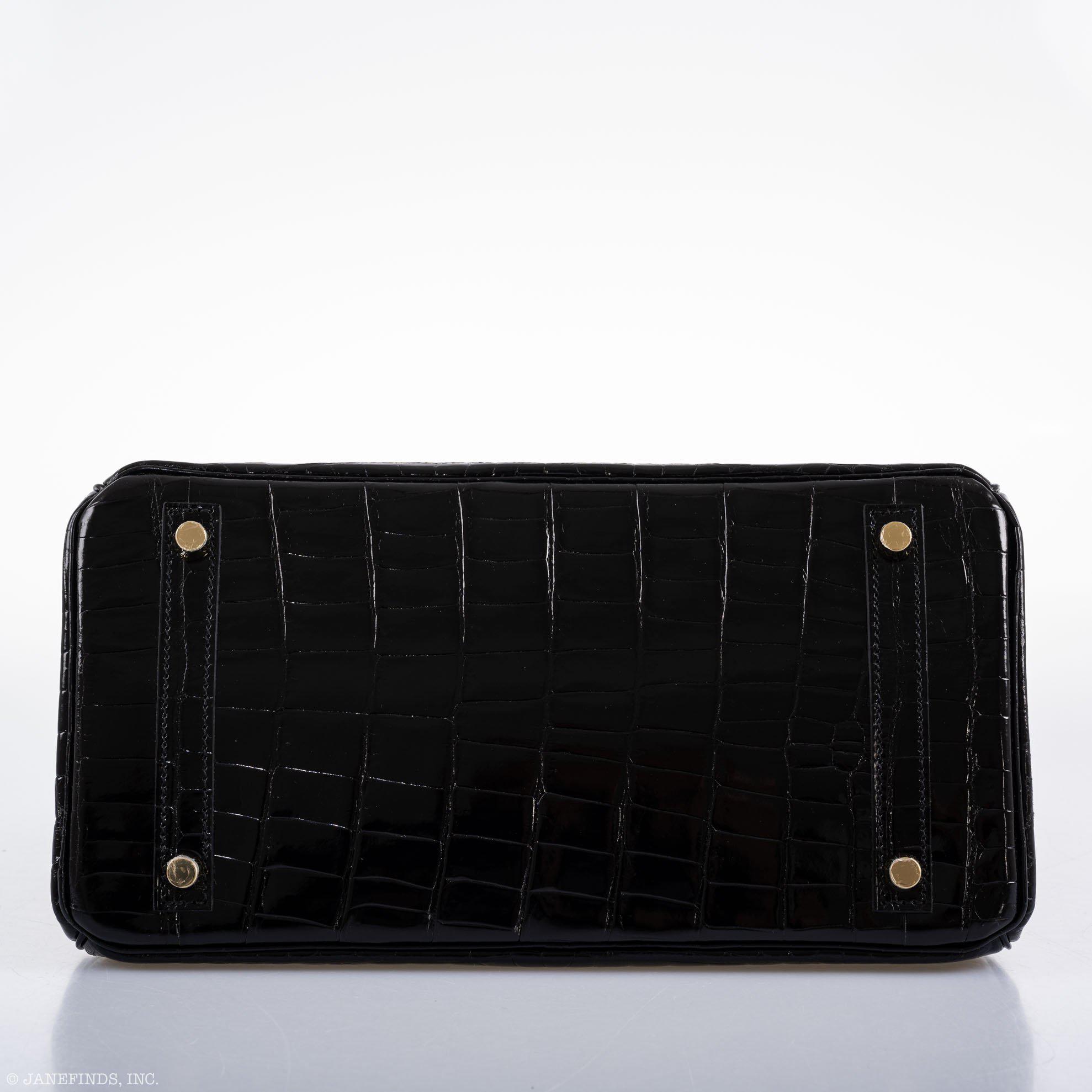 Hermès Birkin 30 Black Shiny Niloticus Crocodile Gold Hardware - 2021, Z