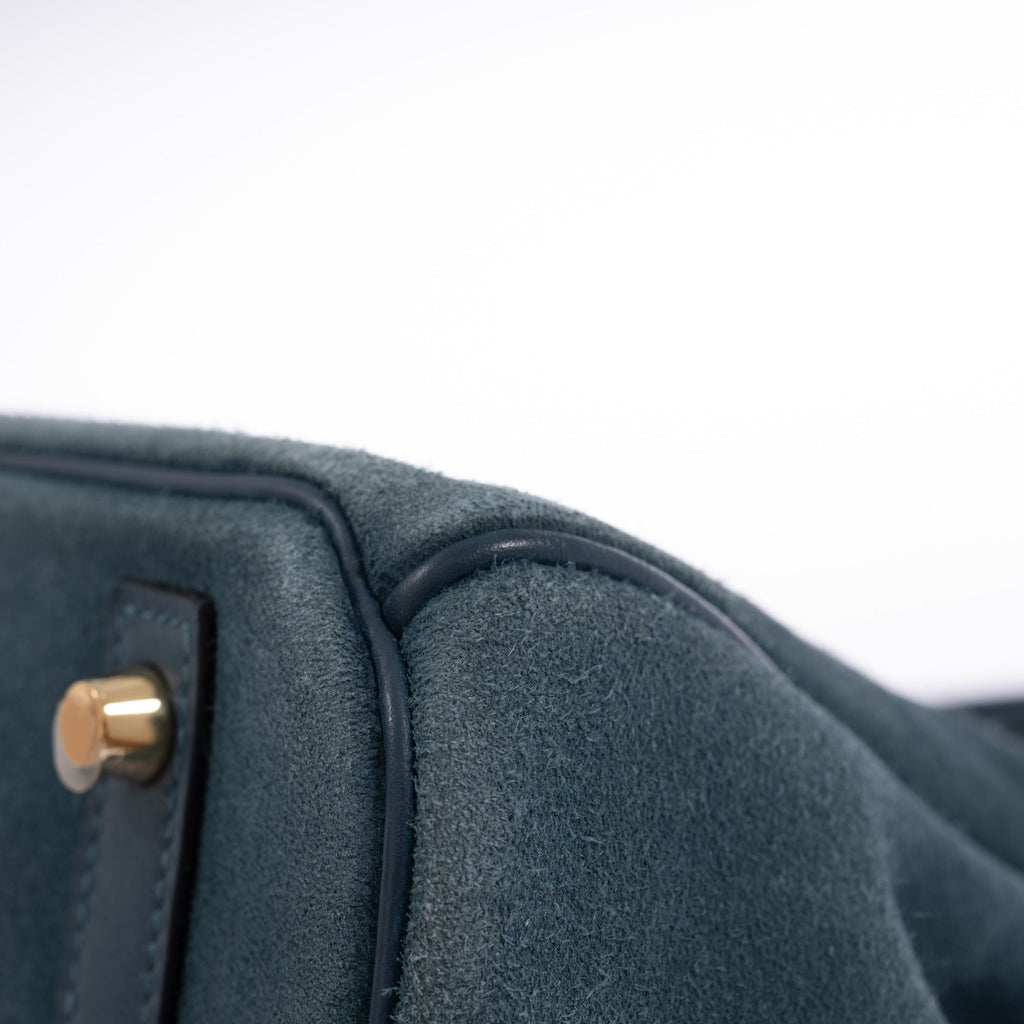 Hermès Birkin 30 Bleu Tempête Grizzly Doblis/Swift Permabrass Hardware
