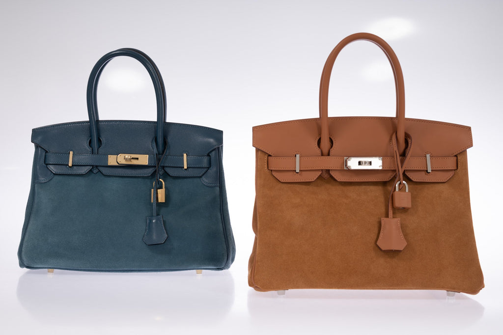 Hermès Birkin 30 Bleu Tempête Grizzly Doblis/Swift Permabrass Hardware