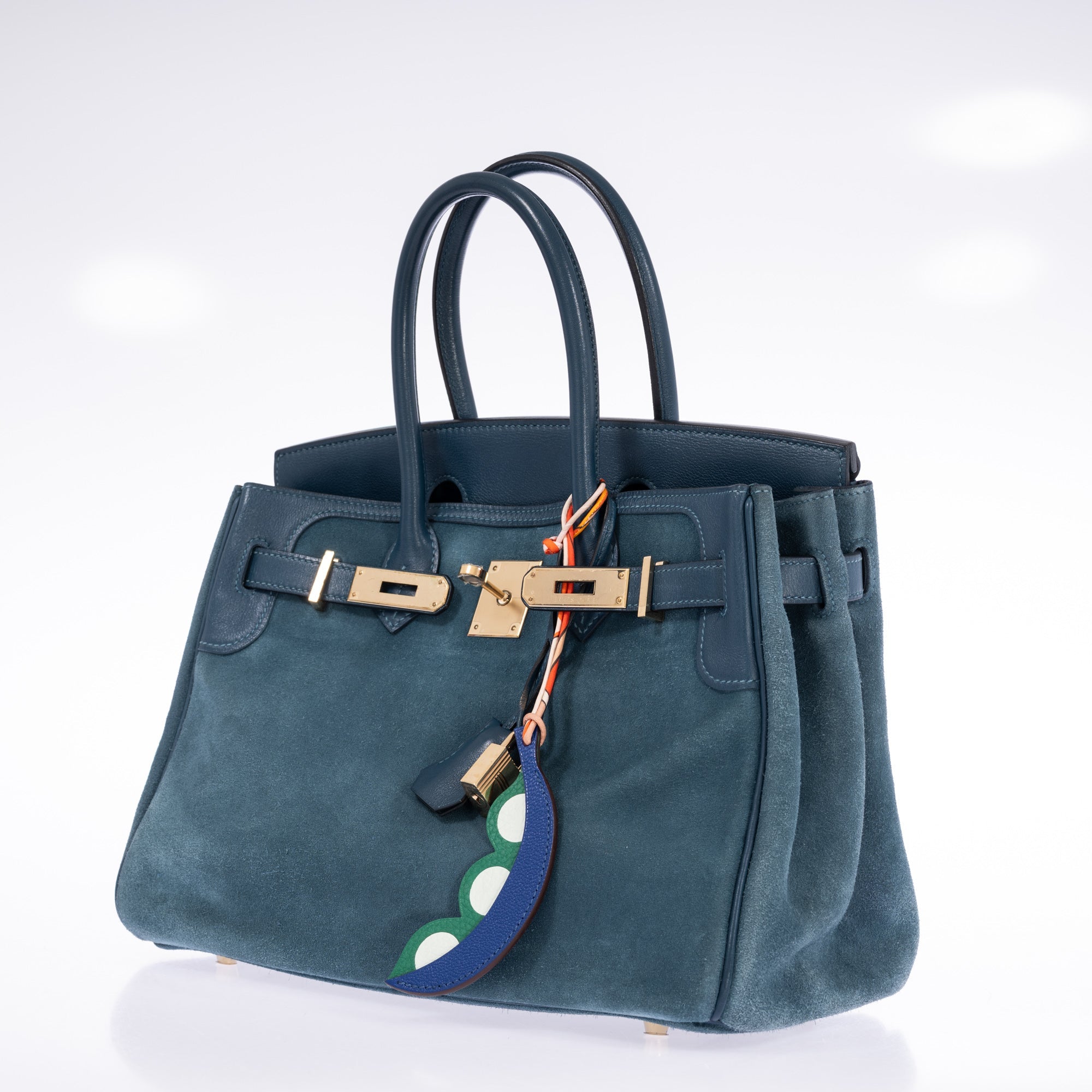 Hermès Birkin 30 Bleu Tempête Grizzly Doblis/Swift Permabrass Hardware