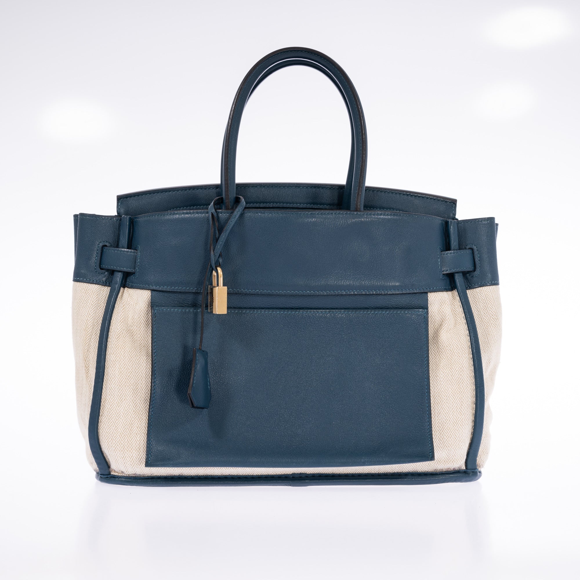Hermès Birkin 30 Bleu Tempête Grizzly Doblis/Swift Permabrass Hardware