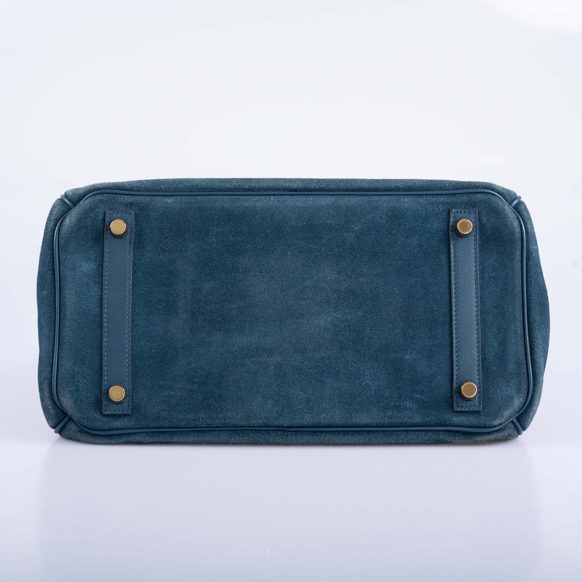 Hermès Birkin 30 Bleu Tempête Grizzly Doblis/Swift Permabrass Hardware