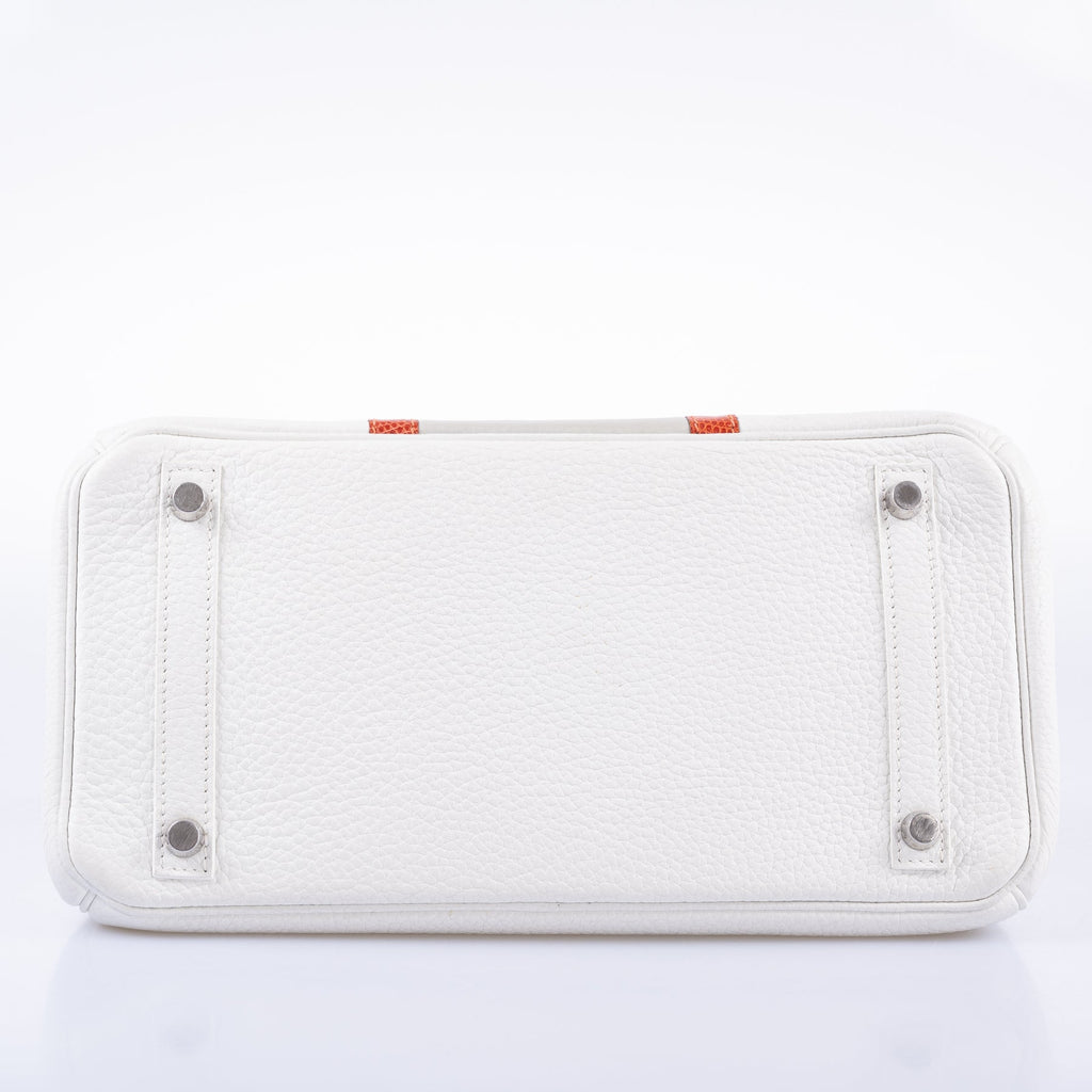 Hermès Birkin 30 Club White & Gris Perle Clemence Sanguine Lizard Palladium Hardware