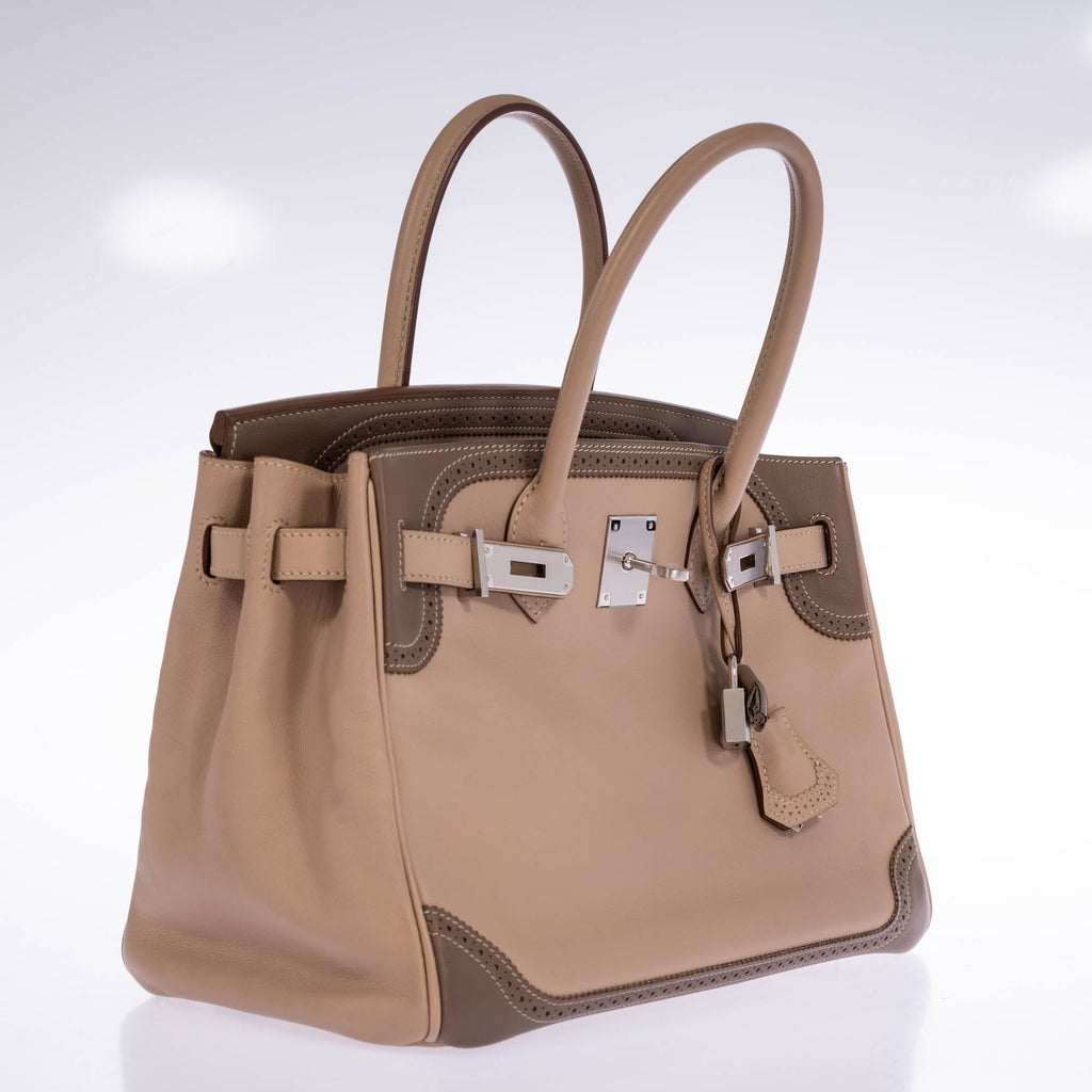 Hermès Birkin 30 Ghillies Argile & Étoupe Swift Palladium Hardware