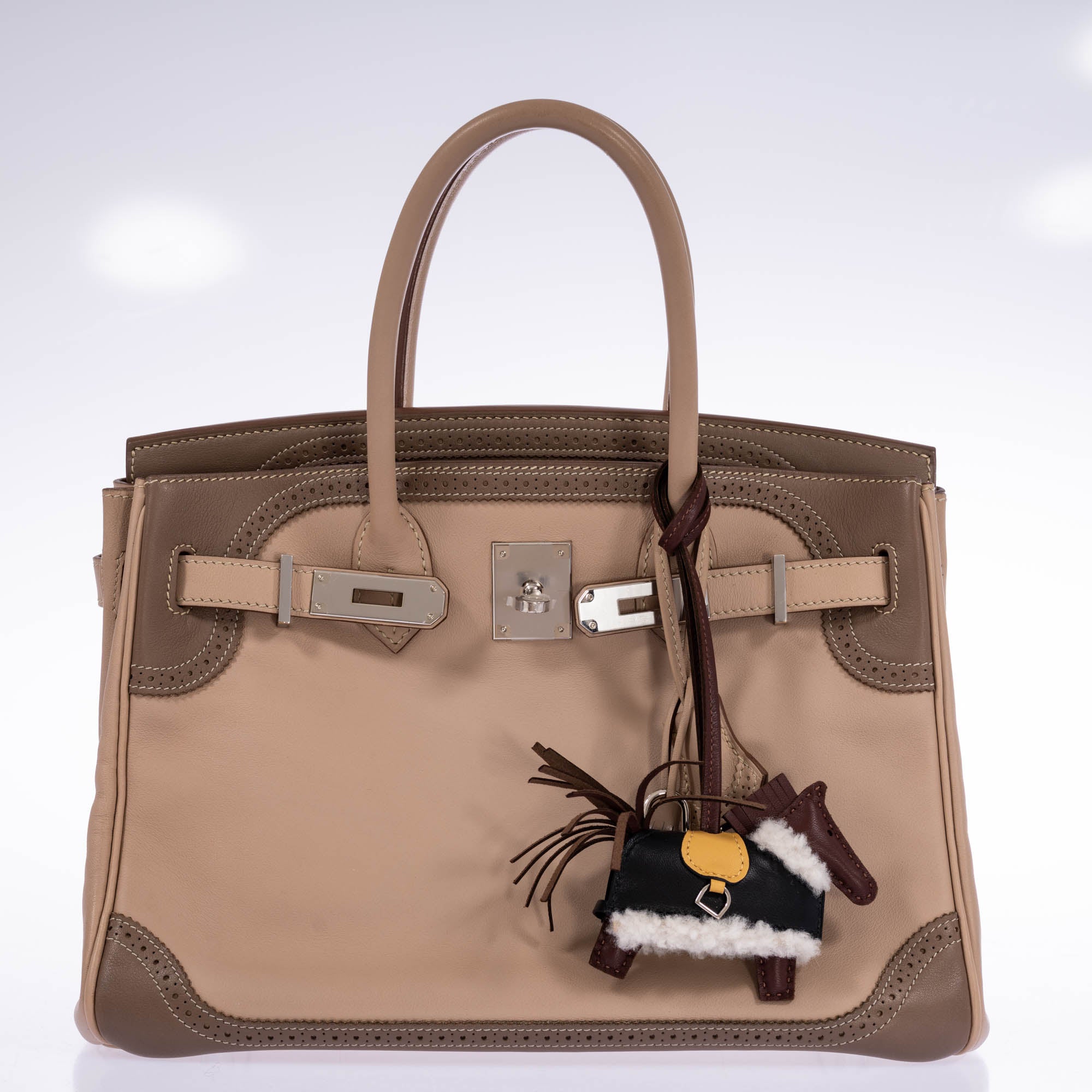 Hermès Birkin 30 Ghillies Argile & Étoupe Swift Palladium Hardware