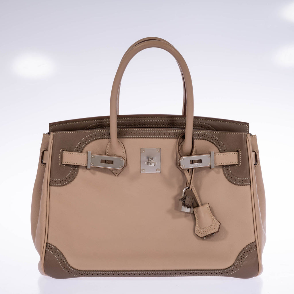 Hermès Birkin 30 Ghillies Argile & Étoupe Swift Palladium Hardware