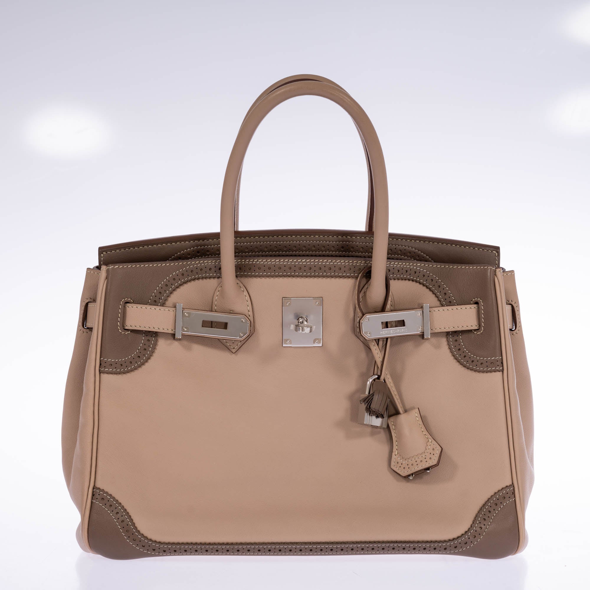 Hermès Birkin 30 Ghillies Argile & Étoupe Swift Palladium Hardware