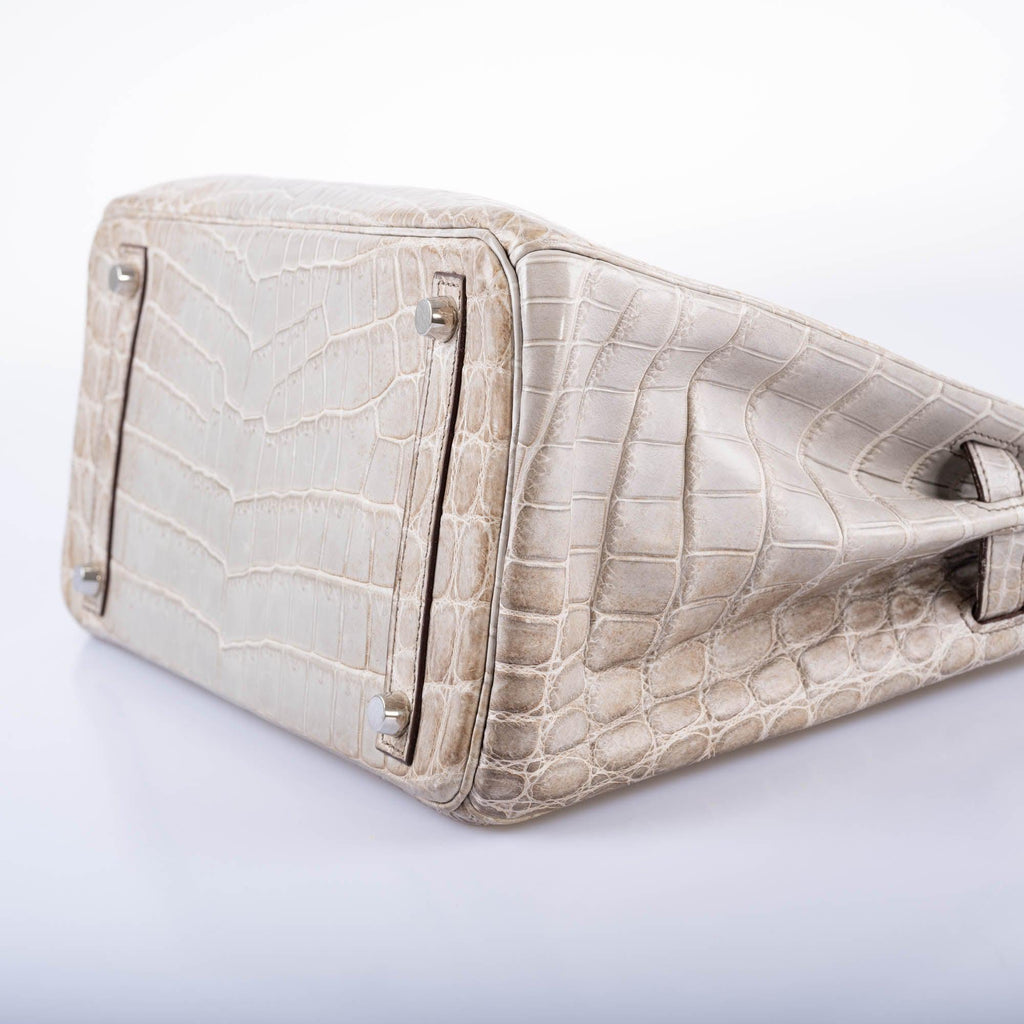 Hermès Birkin 30 Gris Cendre Himalaya Matte Niloticus Crocodile 18K White Gold and Diamond Hardware