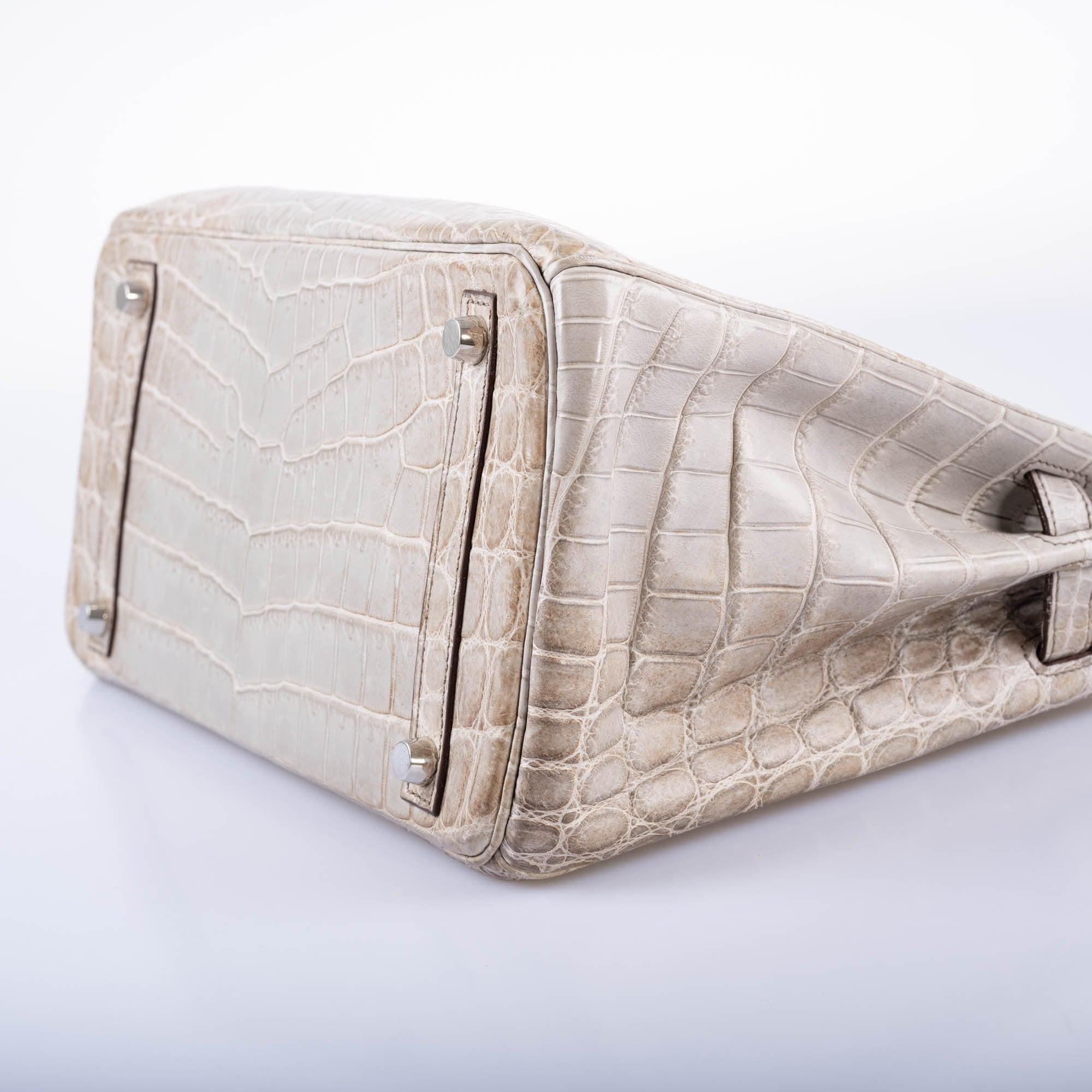 Hermès Birkin 30 Gris Cendre Himalaya Matte Niloticus Crocodile 18K White Gold and Diamond Hardware