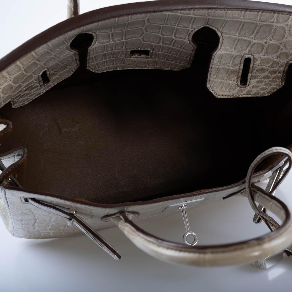 Hermès Birkin 30 Gris Cendre Himalaya Matte Niloticus Crocodile 18K White Gold and Diamond Hardware