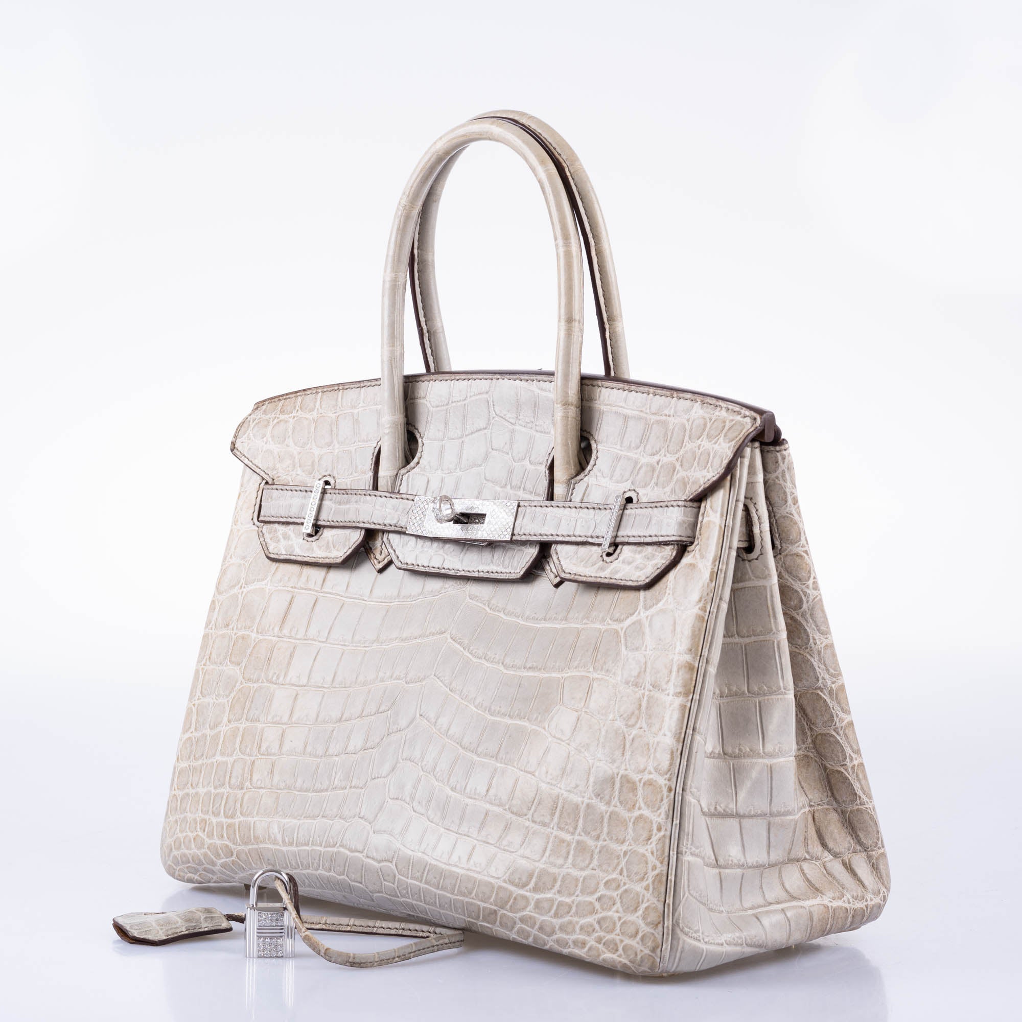 Hermès Birkin 30 Gris Cendre Himalaya Matte Niloticus Crocodile 18K White Gold and Diamond Hardware