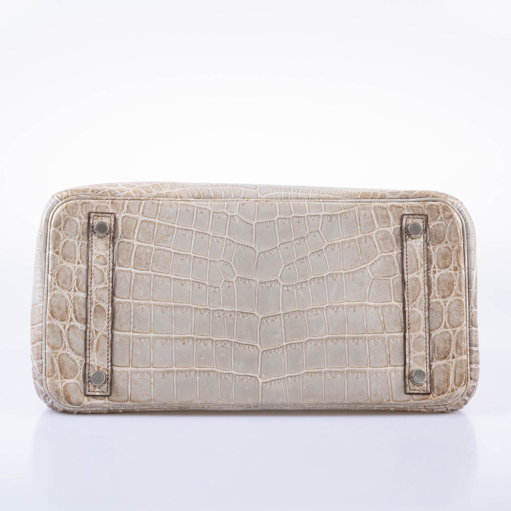 Hermès Birkin 30 Gris Cendre Himalaya Matte Niloticus Crocodile 18K White Gold and Diamond Hardware
