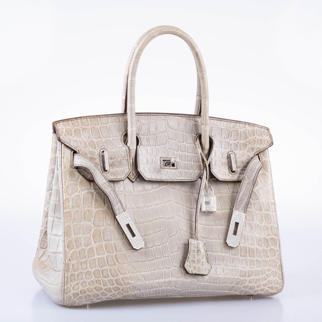 Hermès Birkin 30 Gris Cendre Himalaya Matte Niloticus Crocodile 18K White Gold and Diamond Hardware