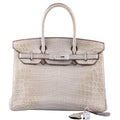 Hermès Birkin 30 Gris Cendre Himalaya Matte Niloticus Crocodile 18K White Gold and Diamond Hardware