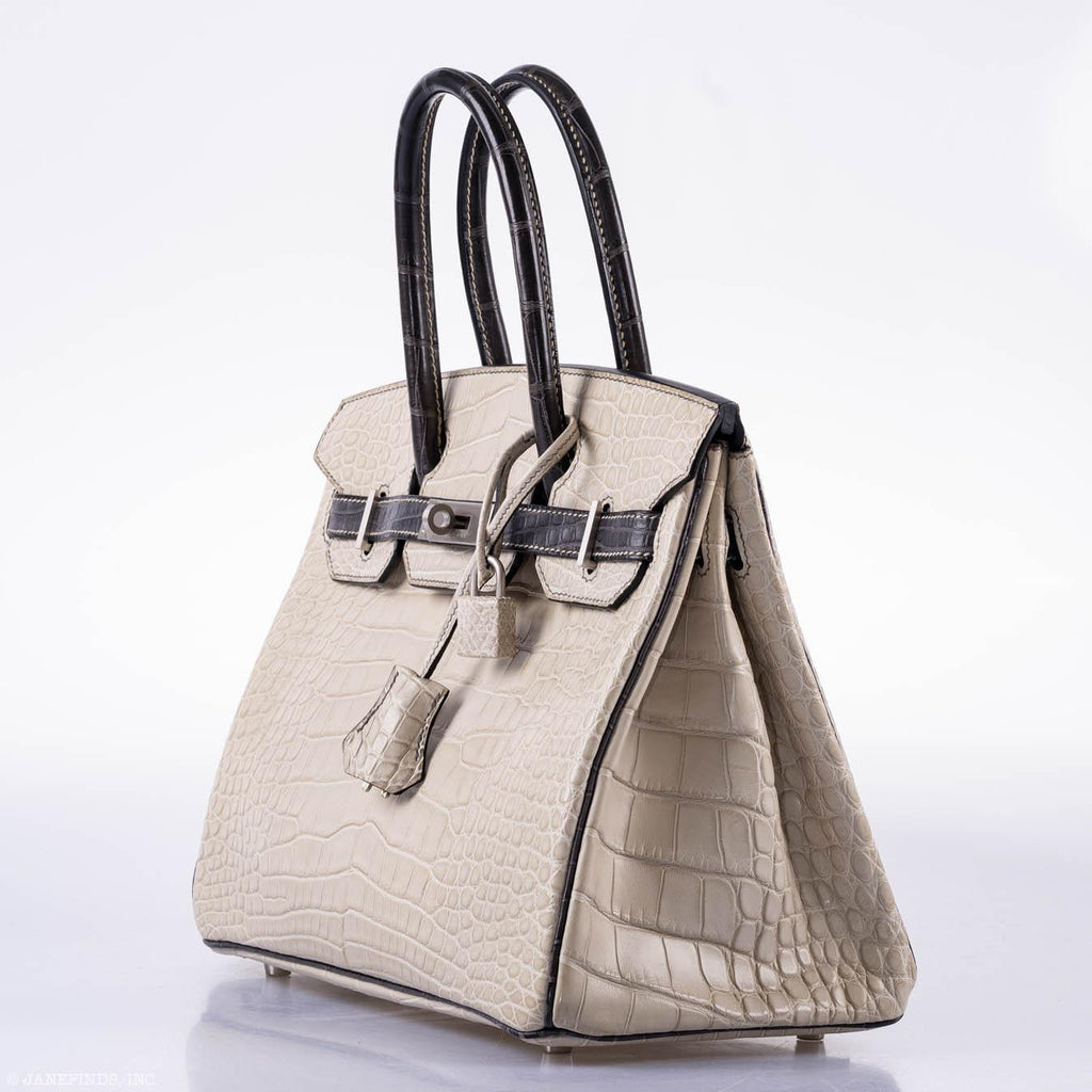 Hermès Birkin 30 HSS Beton & Graphite Matte Alligator Brushed Palladium Hardware