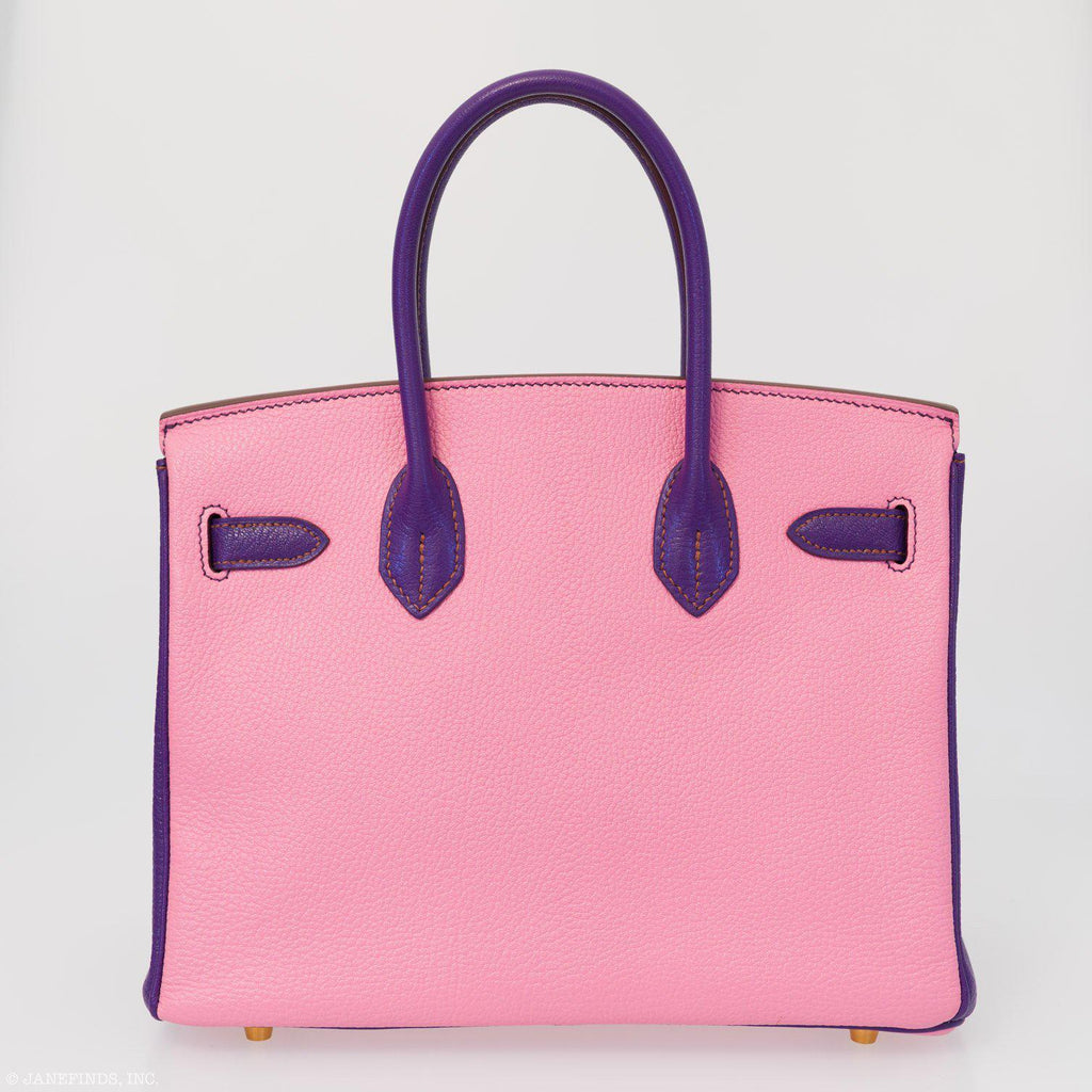 Hermès Birkin 30 HSS Rose Confetti & Anemone Chevre leather Brushed Gold Hardware - 2014, R Square