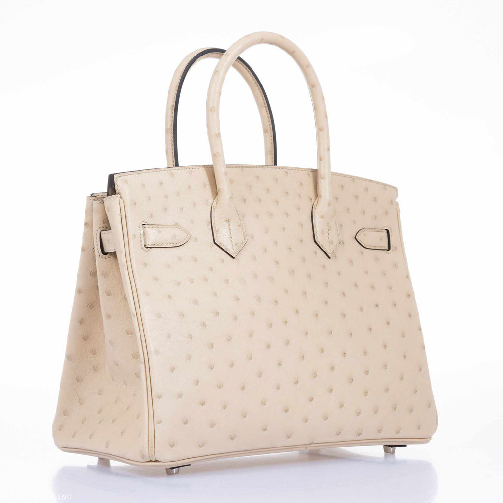 Hermès Birkin 30 Parchemin Ostrich Palladium Hardware - 2020, Y
