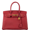 Hermès Birkin 30 Rouge Vif Togo Gold Hardware - 2017, A