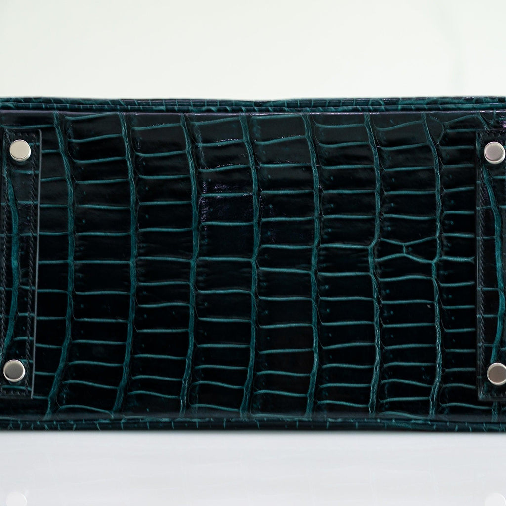 Hermès Birkin 30 Vert Cypres Shiny Porosus Crocodile Palladium Hardware