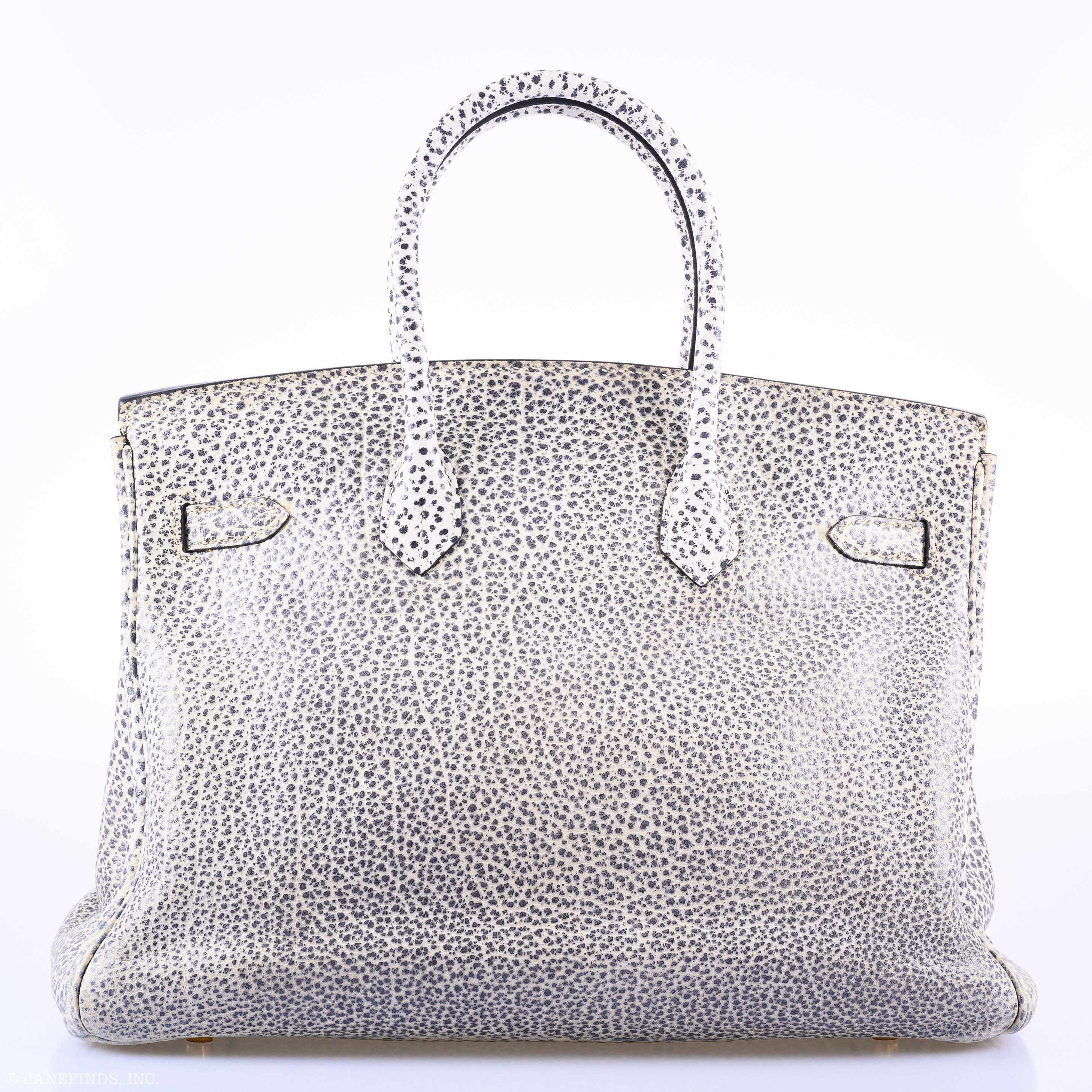 Hermès Birkin 35 Black & White Dalmatian Buffalo Gold Hardware